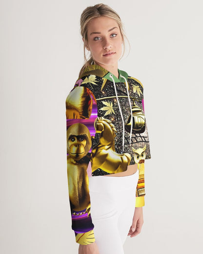 Robotic Abstrak Women's All-Over Print Cropped Hoodie