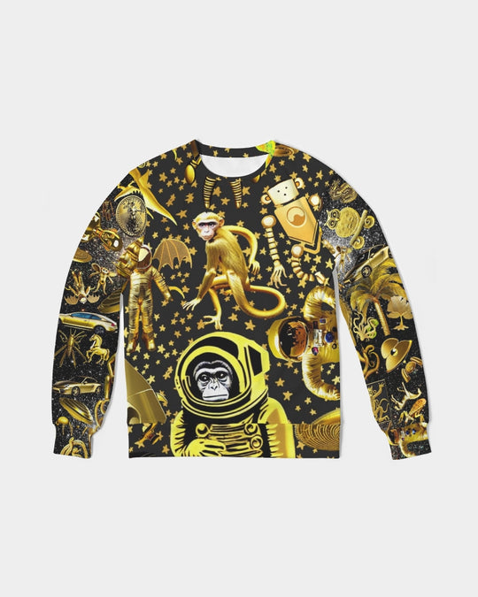 Outer Space Abstrak Men's All-Over Print Classic French Terry Crewneck Pullover