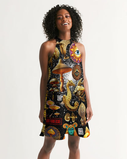 Eye and Face Abstrak Women's All-Over Print Halter Dress