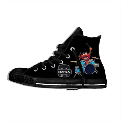 Hot Animal Drummer Show Muppet Drum Novelty Design Fashion Lightweight High Top Cloth Shoes Men Women Casual Breathable Sneakers