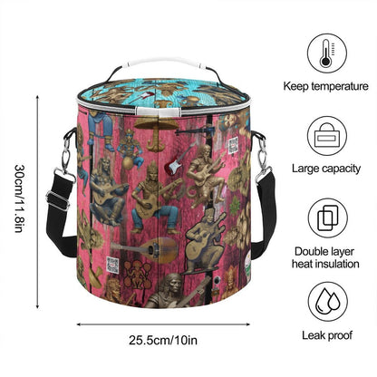 Round Collapsible Insulated Cooler Bag with Shoulder Strap A018 (All-Over Printing)