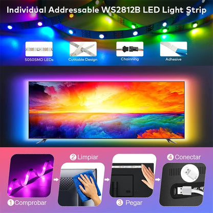 1-30M USB WS2812b Magic RGBIC Dream Strip Light 5050 LED RGB Strip Tuya WiFi App Horse Racing Running Atmosphere Light Home Deco