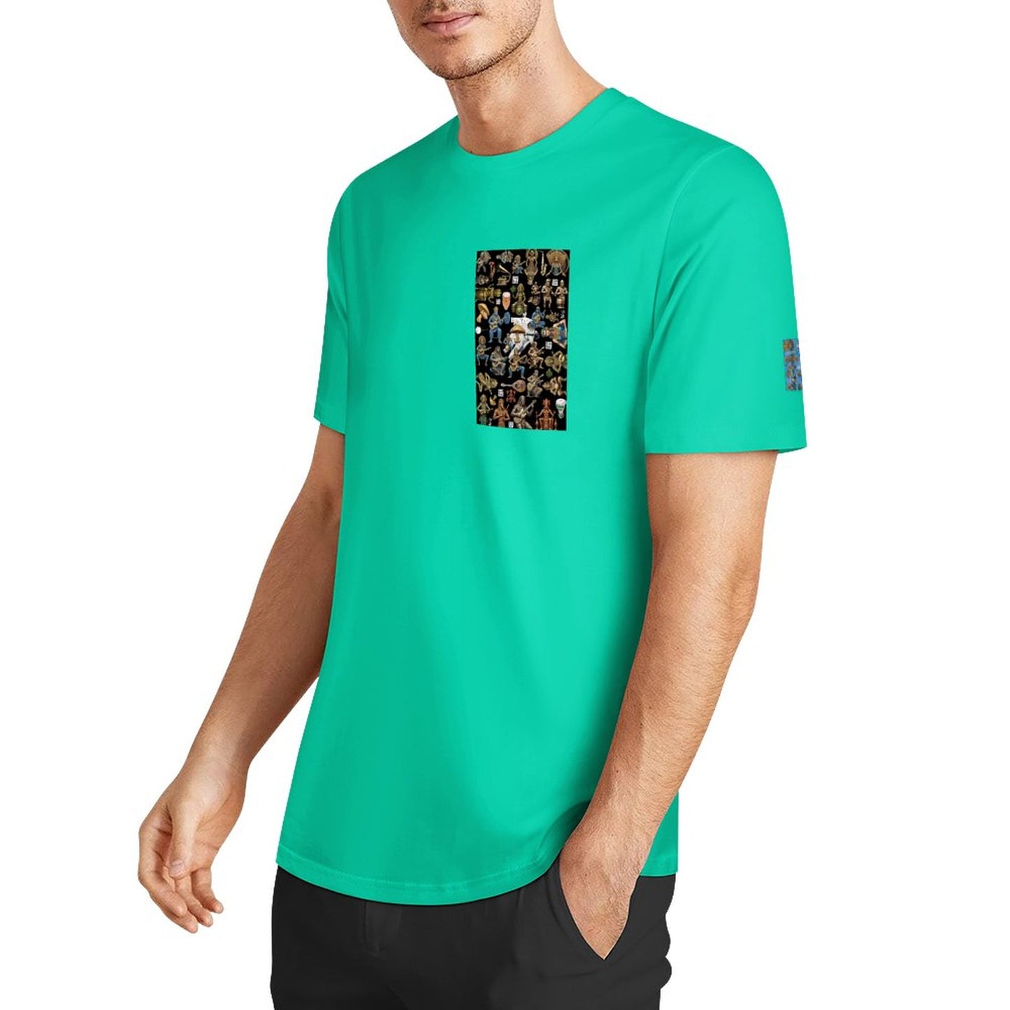 DTF 160gsm Men's Short Sleeve Cotton T-shirt (Dual-sided+Sleeve Printing)