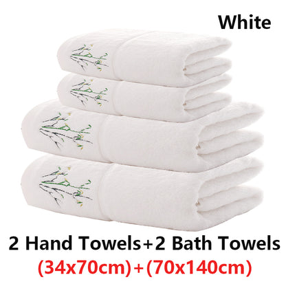 Embroidered Bamboo Fiber Towel Set for Adult High Quality Solid Color Super Absorbent Bath Towel Home Bath Towels & Hand Towels