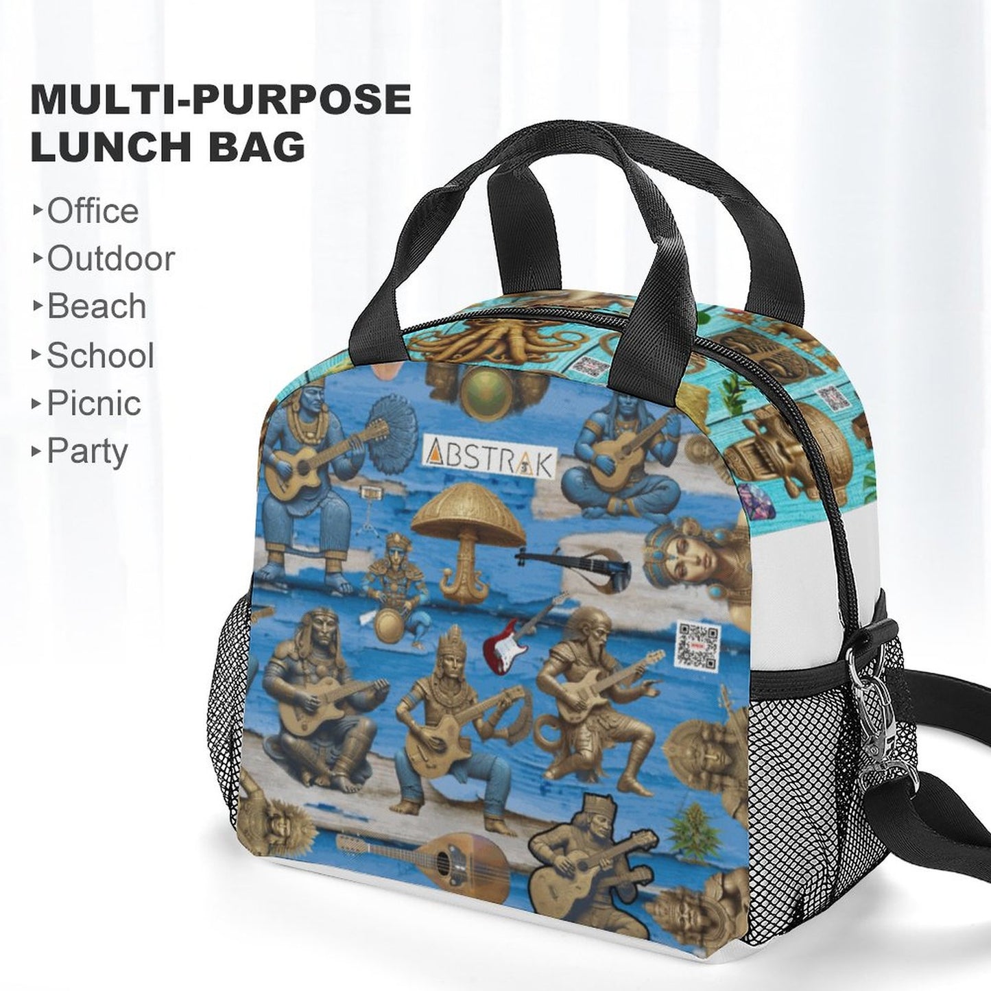 Insulated Lunch Crossbody Bag with Strap for Office School Picnic (All-Over Printing)