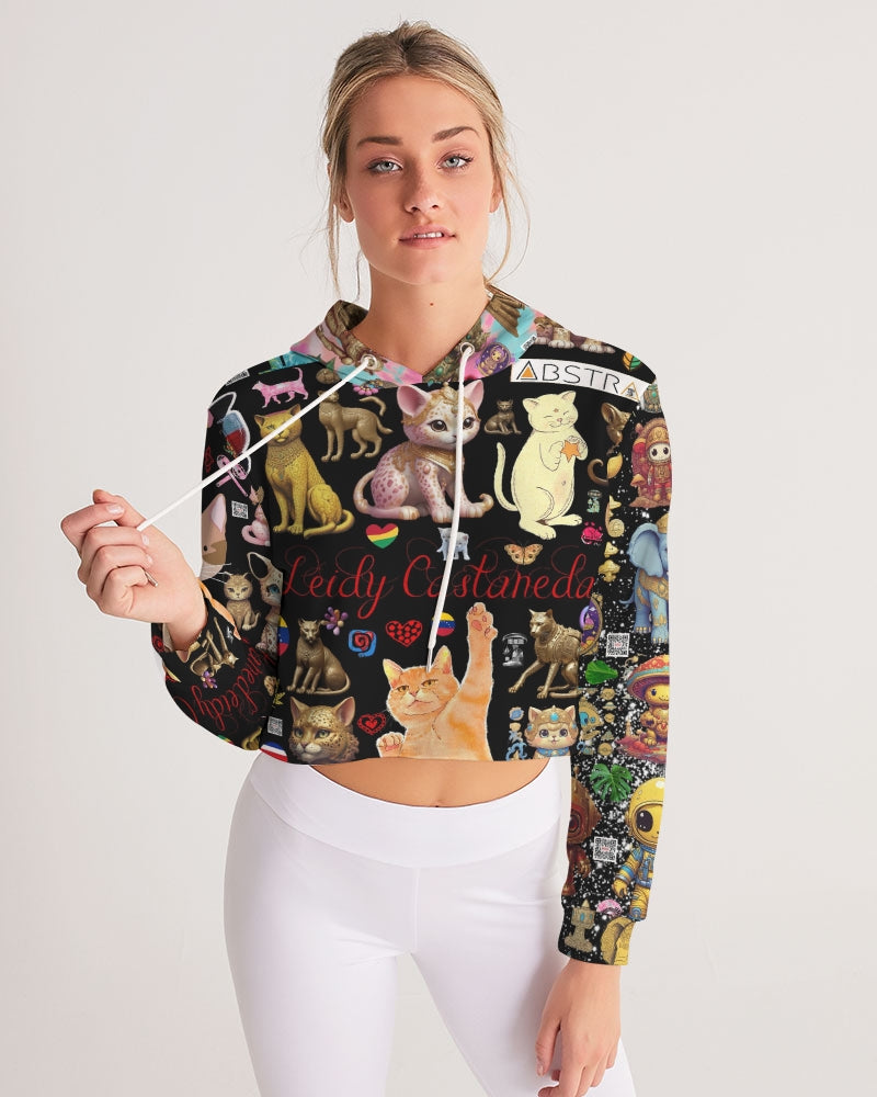 Leidy Abstrak Women's All-Over Print Cropped Hoodie