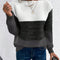 Pullover Knitted Sweater Fashion Round Neck Splicing Knitwear Loose Top Women's Clothing