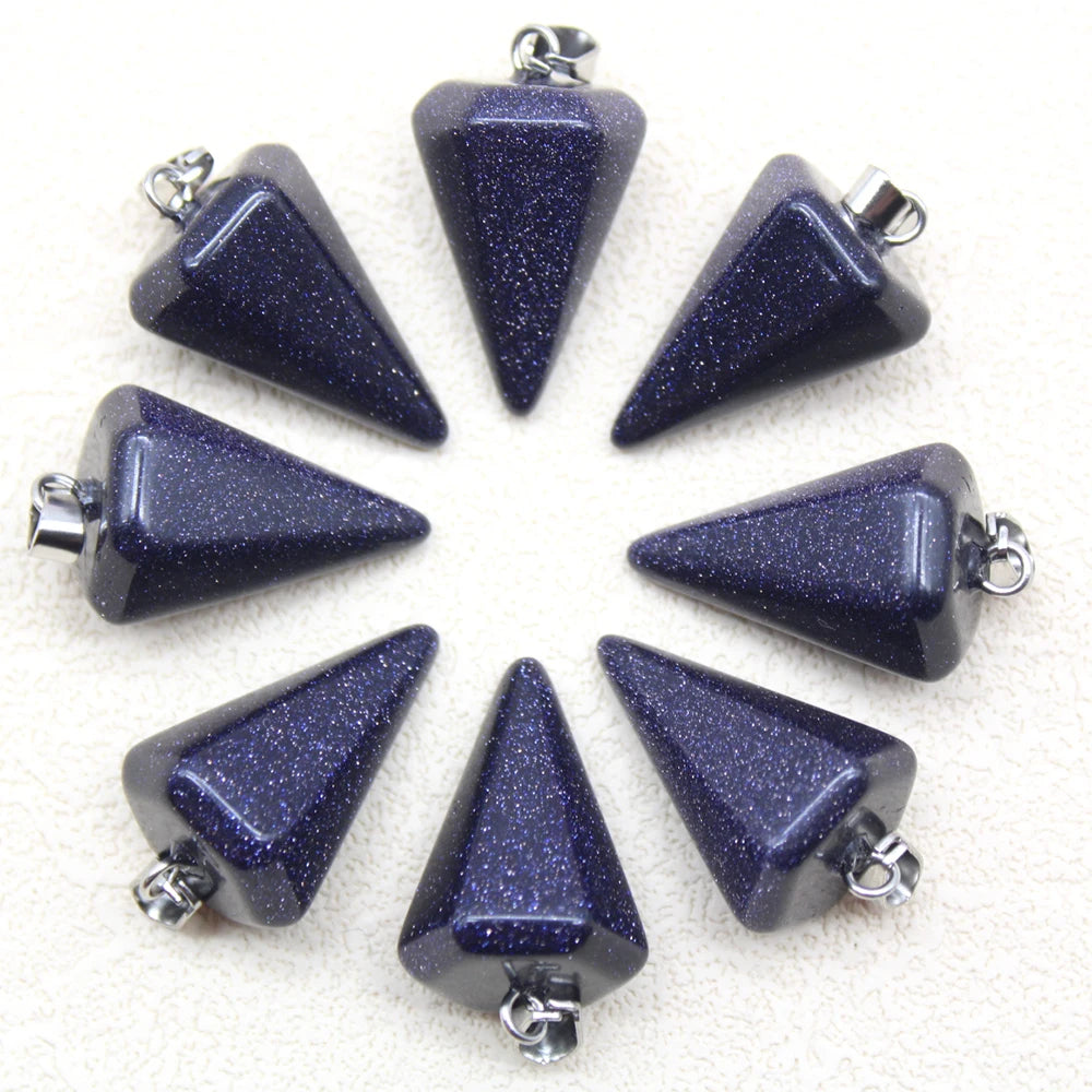 24pcs Natural Stone Reiki Pendulum Divination Pendant Amethyst Quartz Crystal Agate Suitable for DIY Necklace Jewelry Pendant