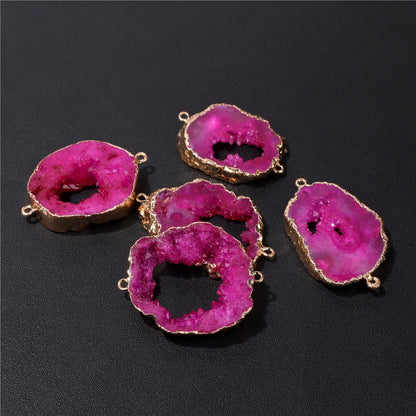 Fashion Trend Natural Druzy Stone Connectors 20-35mm Irregular Colorful Quartzs Agat Charms Pendant For Jewelry Making Supply