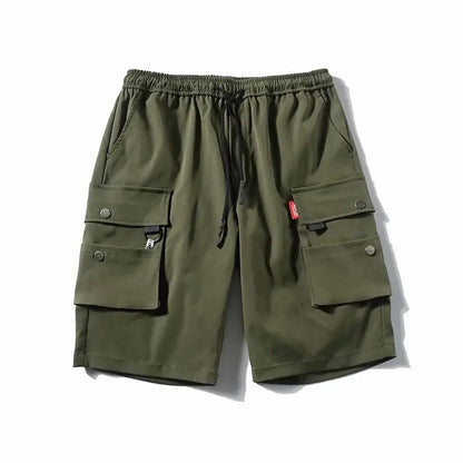 2024 Summer Men's Japanese Cargo Shorts Street Hip Hop Trend Sports Casual Outdoor Loose Drawstring Multi-pocket Straight Pants