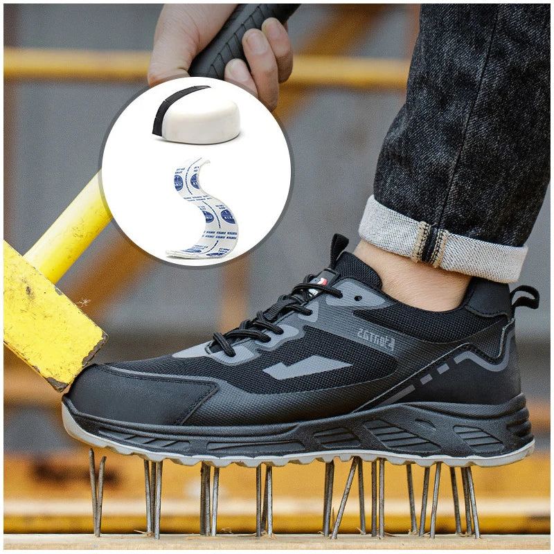 plus size men's casual breathable steel toe covers working shoes summer safety boots worker insulated sneakers protect footwear