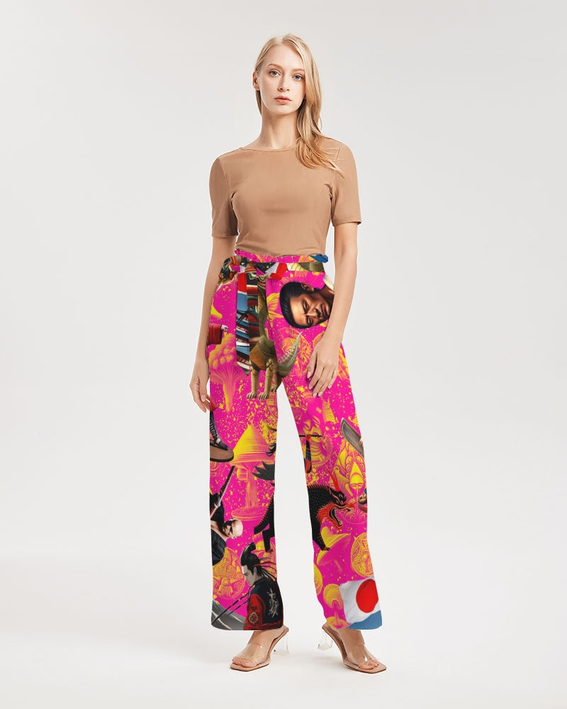 Trendy Abstrak Pattern Women's All-Over Print High-Rise Wide Leg Pants