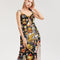 Womens Abstrak Women's All-Over Print Tie Strap Split Dress