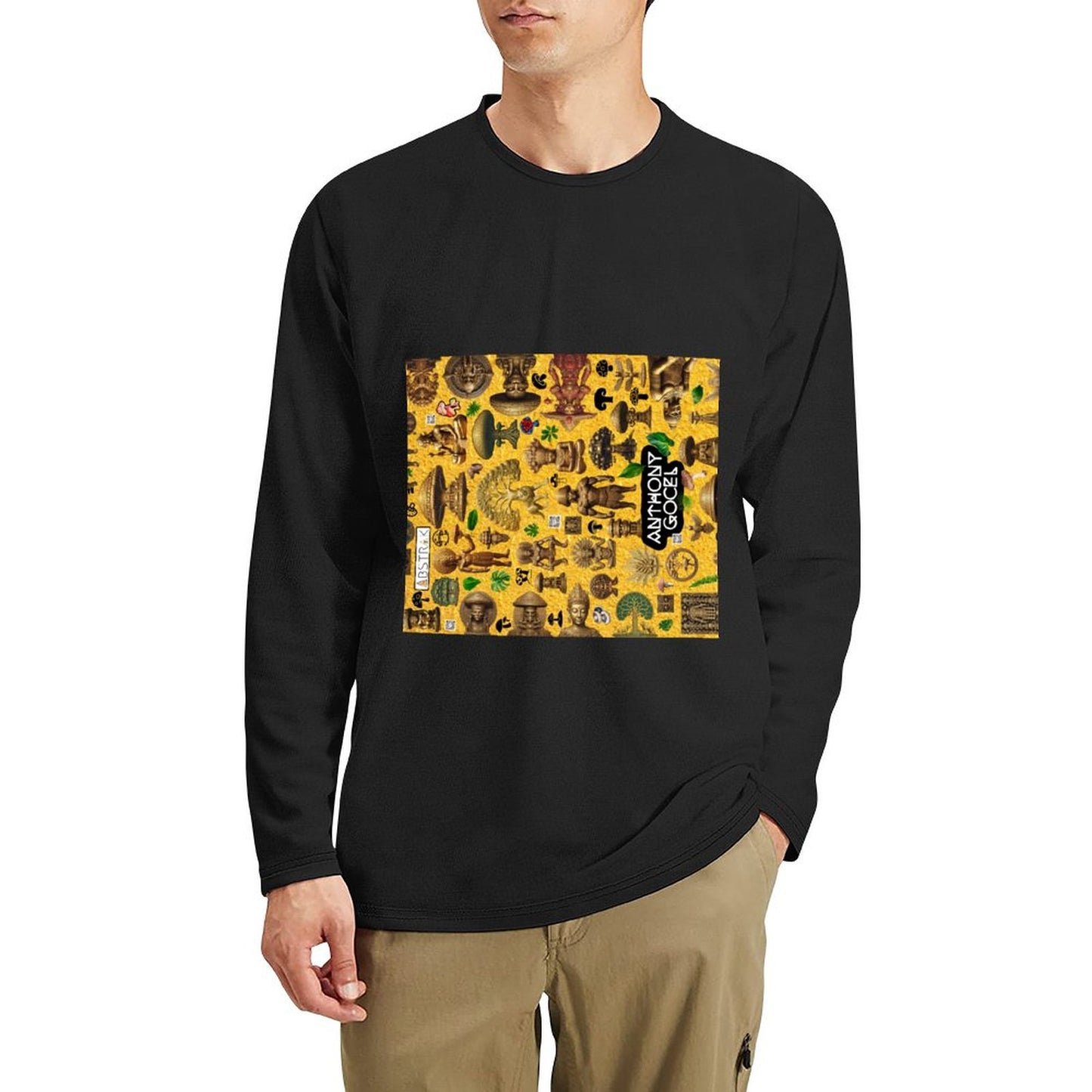 DTG 180gsm Men's Crewneck Long Sleeve T-shirt (Front Printing)