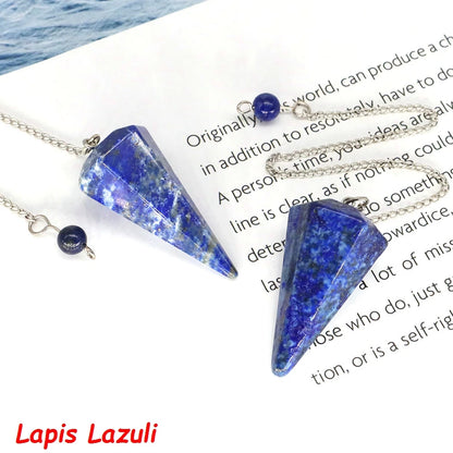 7 Chakra Pendulum Natural Stones Healing Crystal For Wicca Divination Witchcraft Dowsing Reiki Quartz Jewelry Pendants Wholesale