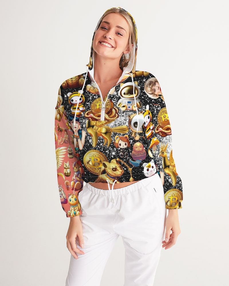 Womens Abstrak Women's All-Over Print Cropped Windbreaker