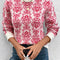 Flower Round Neck Long Sleeve Sweater