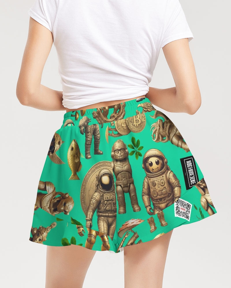 Ancient Abstrak Collection Women's All-Over Print Ruffle Shorts