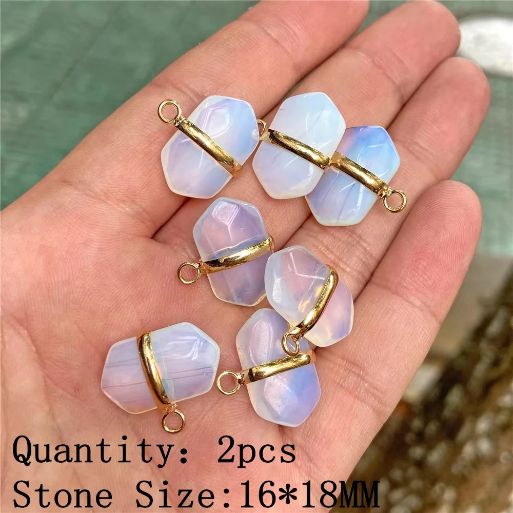 2pcs White Opal Pendants Charms Water Drop Heart Round Square Shape Pendant for Jewelry Making Diy Bracelet Necklace Earrings