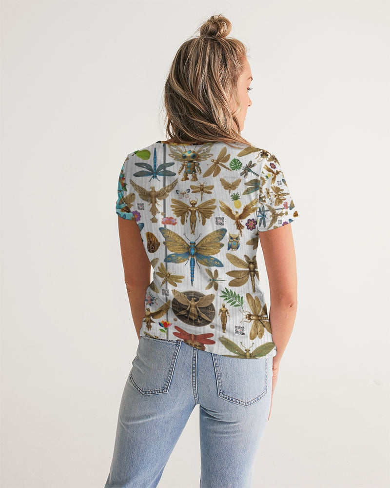 Abstrak dragonfly Women's All-Over Print V-Neck Tee