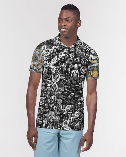 Abstraknyc Men's All-Over Print Slim Fit Short Sleeve Polo