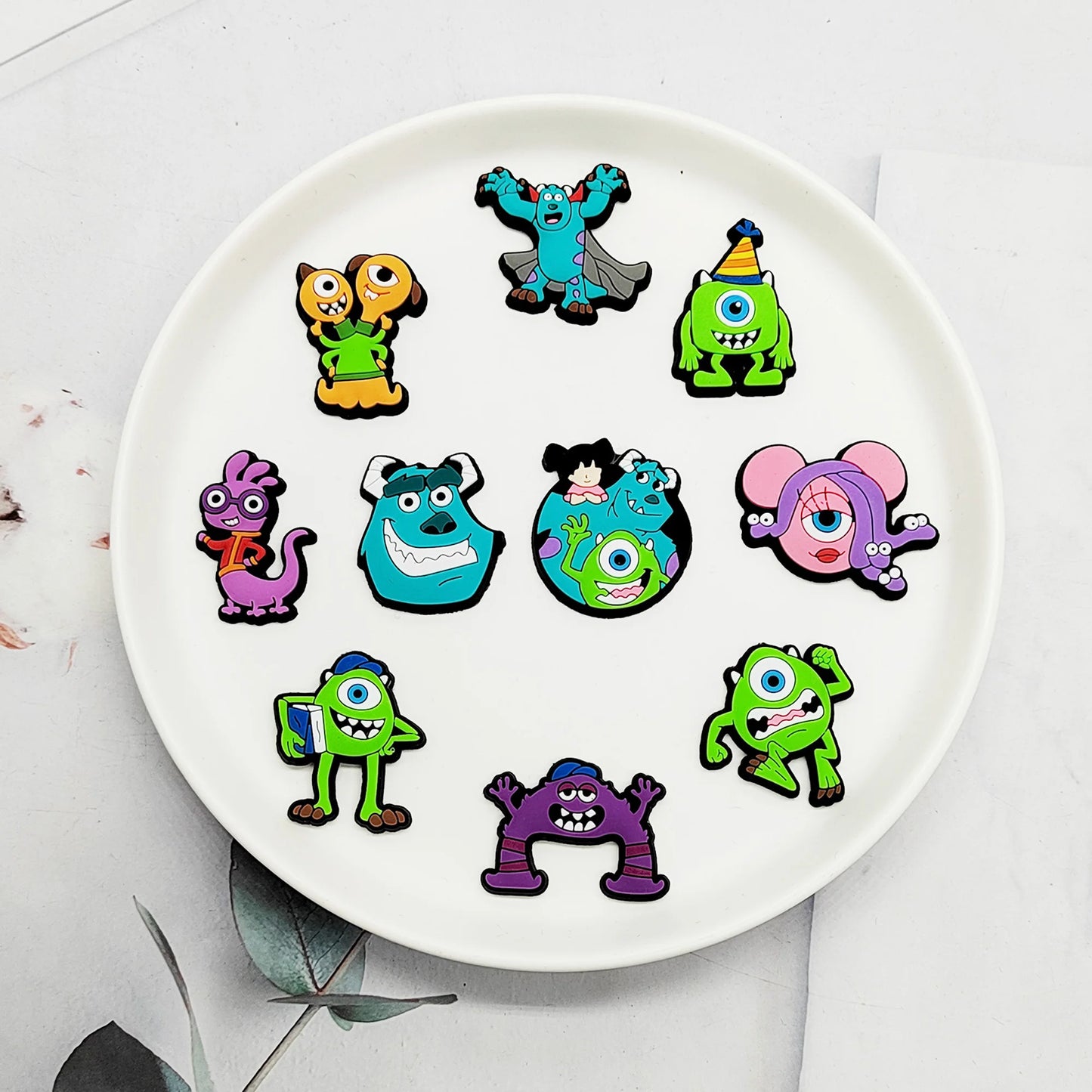 1-16PCS Miniso Disney Monsters University James PVC Shoe Charms For Clogs Pins Hole Slipper Decoration Sandals Shoes Accessories