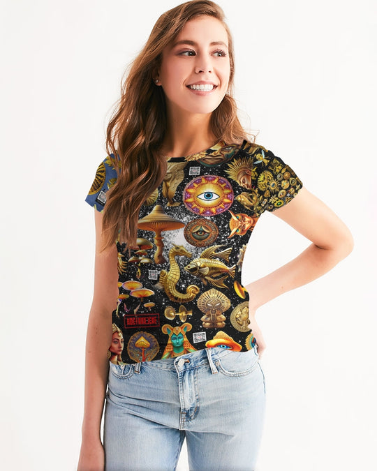 Eye and Face Abstrak Women's All-Over Print Tee