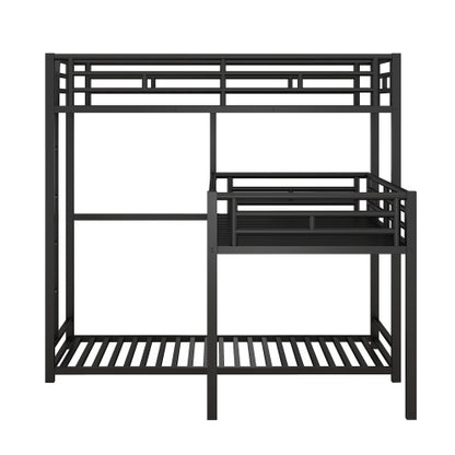 L-shaped Metal Triple Twin Size Bunk Bed, Black