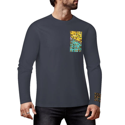 DTF 160gsm Cotton Men's Long Sleeve T-shirt (Front+Sleeve Printing)