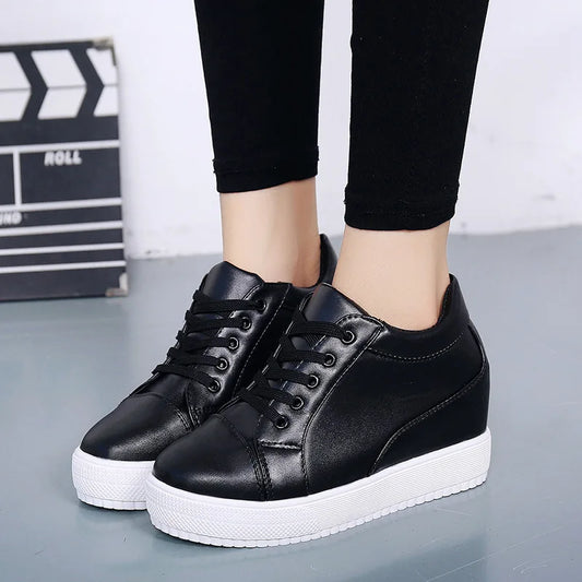 Black and white hidden wedge heel slippers casual shoes wedge high platform shoes Woman Women's high heel shoes sneakers erf56