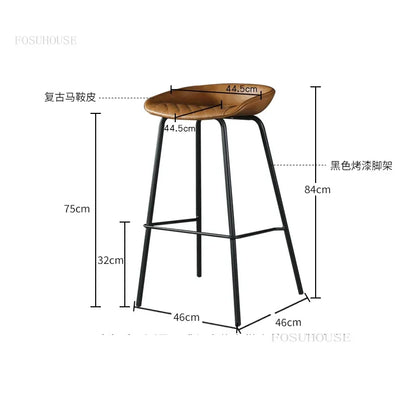 American Front Desk Kitchen Counter Bar Chairs Retro Living Room Restaurant Bar Stools Light Luxury Hotel Household High Chair