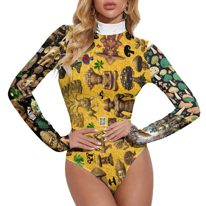 High-collar Long-sleeve Bodysuit NZ056 (All-Over Printing)