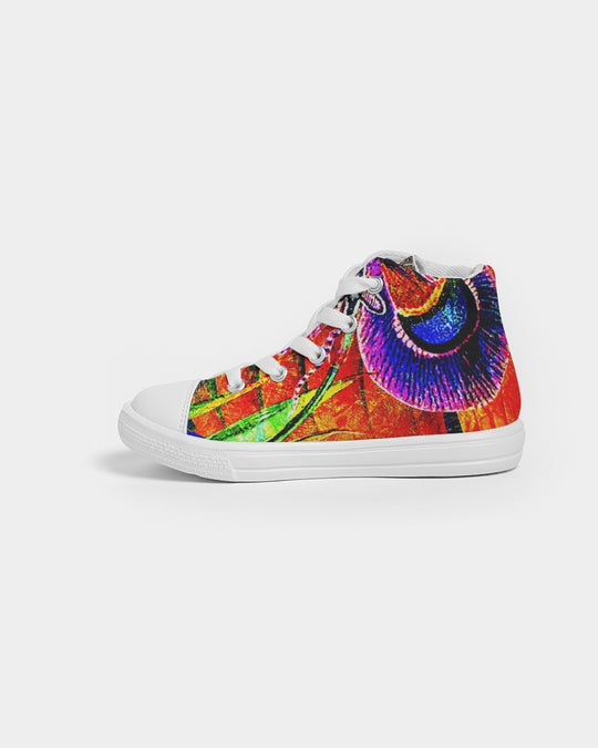 Saddle Serenade Abstract Design Kids Hightop Canvas Shoe