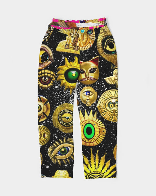 Eye and Face Abstrak Women's All-Over Print Belted Tapered Pants