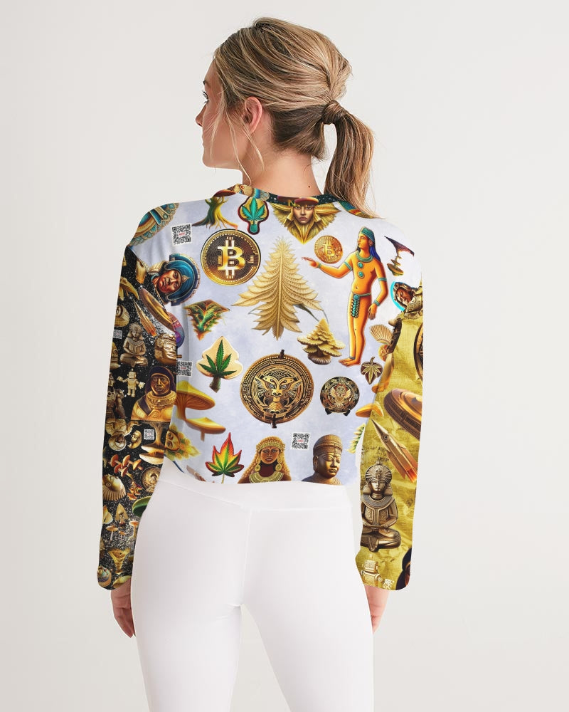 Hybrid Abstrak Women's All-Over Print Cropped Sweatshirt