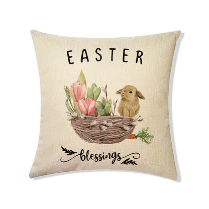 Rabbit Easter Eggs Truck Flower Basket Cushion Cover Throw Pillow Cover Nordic Room Decoration For Home Car Sofa Couch