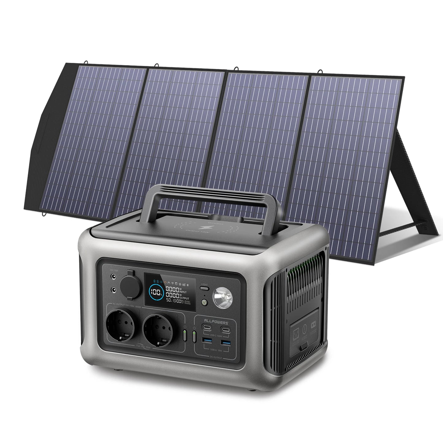 ALLPOWERS R600 Portable Powerstation with Solarpanel (Optional)，299Wh 600W LiFePO4 Battery for Home Backup Outdoors Camping RV