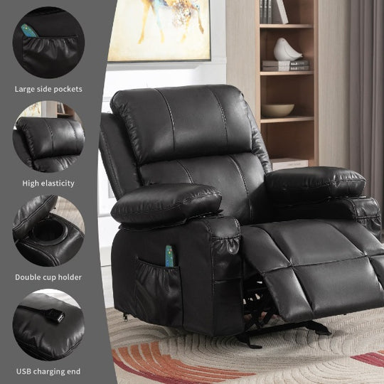 Adult Rocking Chair With 2 Cup Holders With Manual Massage And Heating Function.