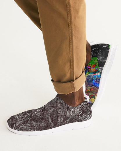 Saddle Serenade Abstract Design Men's Slip-On Flyknit Shoe