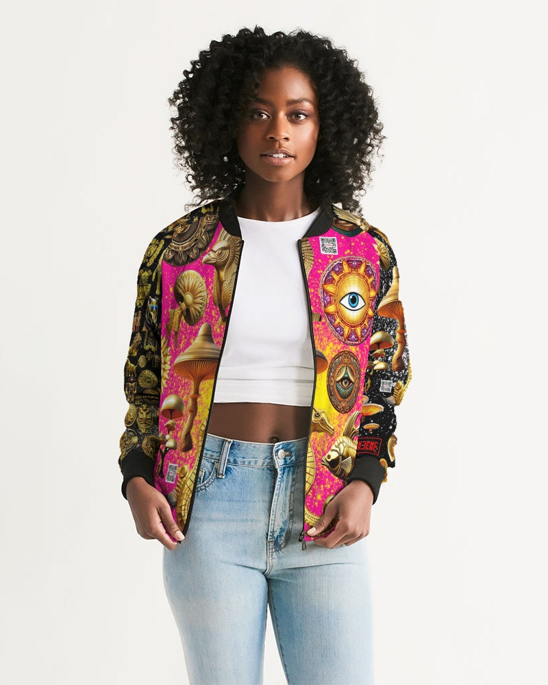 Eye and Face Abstrak Women's All-Over Print Bomber Jacket