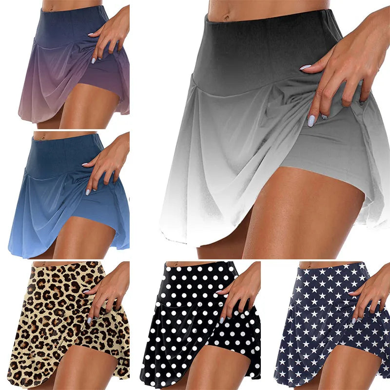 Summer Women Polka Dots Print Skirts Shorts Yoga Shorts Fitness Skirts Girl High Waist Casual Cycling Running Sports Dance Skirt