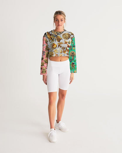 Ancient Abstrak Collection Women's All-Over Print Cropped Sweatshirt