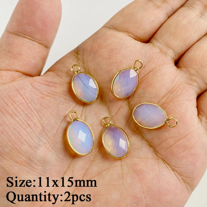 2PCS/lot Opal Stone Pendant White Oval Heart Star Moon Shape Connector Charms Fit Jewelry Making DIY Necklace Earrings Bracelets