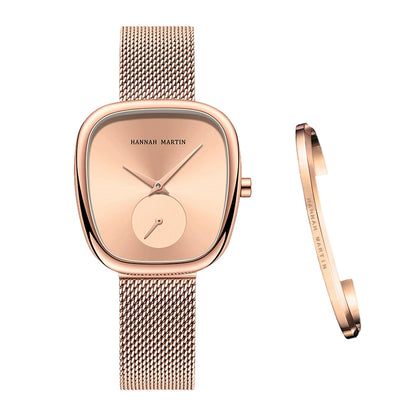 2023 New Women's Quartz Wristwatch 34mm Wine Barrel Rose Gold Black Stopwatch Fashionable Minimalist Style Oval Women's Watches