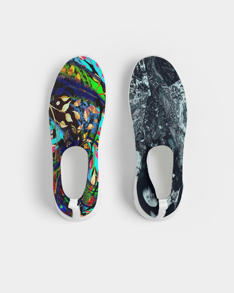 Obsidian Dreamscape Abstract Design Women's Slip-On Flyknit Shoe