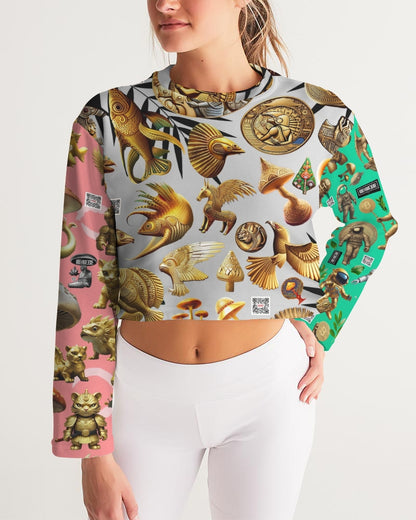 Ancient Abstrak Collection Women's All-Over Print Cropped Sweatshirt