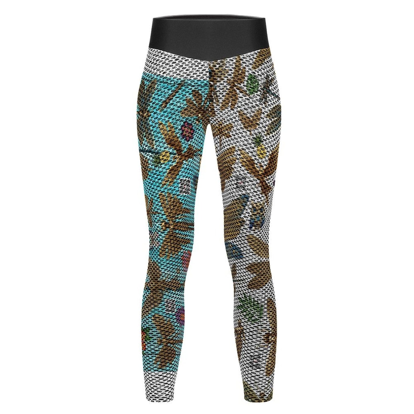 Custom Printed Honeycomb Textured Yoga Pants for Women (All-Over Printing)