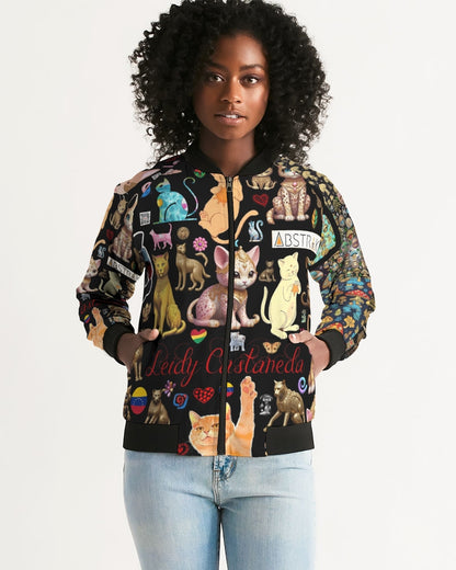 Leidy Abstrak Women's All-Over Print Bomber Jacket