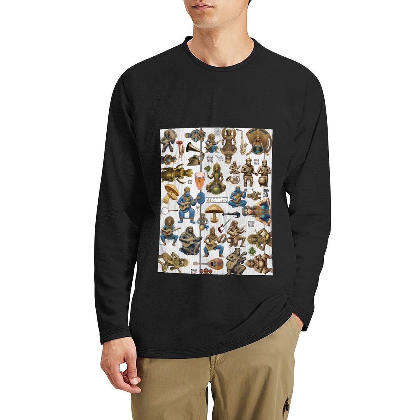 DTG 180gsm Men's Crewneck Long Sleeve T-shirt (Front Printing)