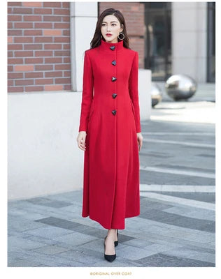 Women Woolen Coat 2024 Winter New Elegant Wool Jacket Slim Long Woolen Trench Coat Thick Warm Tops Lady Vintage Dress Overcoat